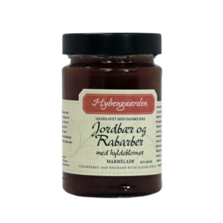 Jordbær og rabarbermarmelade med hyldeblomst