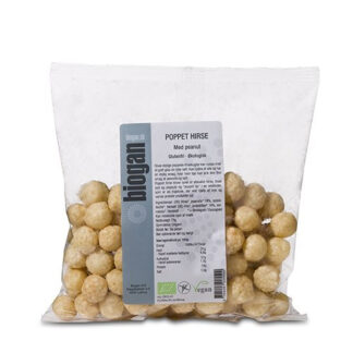 Glutenfri og vegansk poppet hirsekugler med peanuts