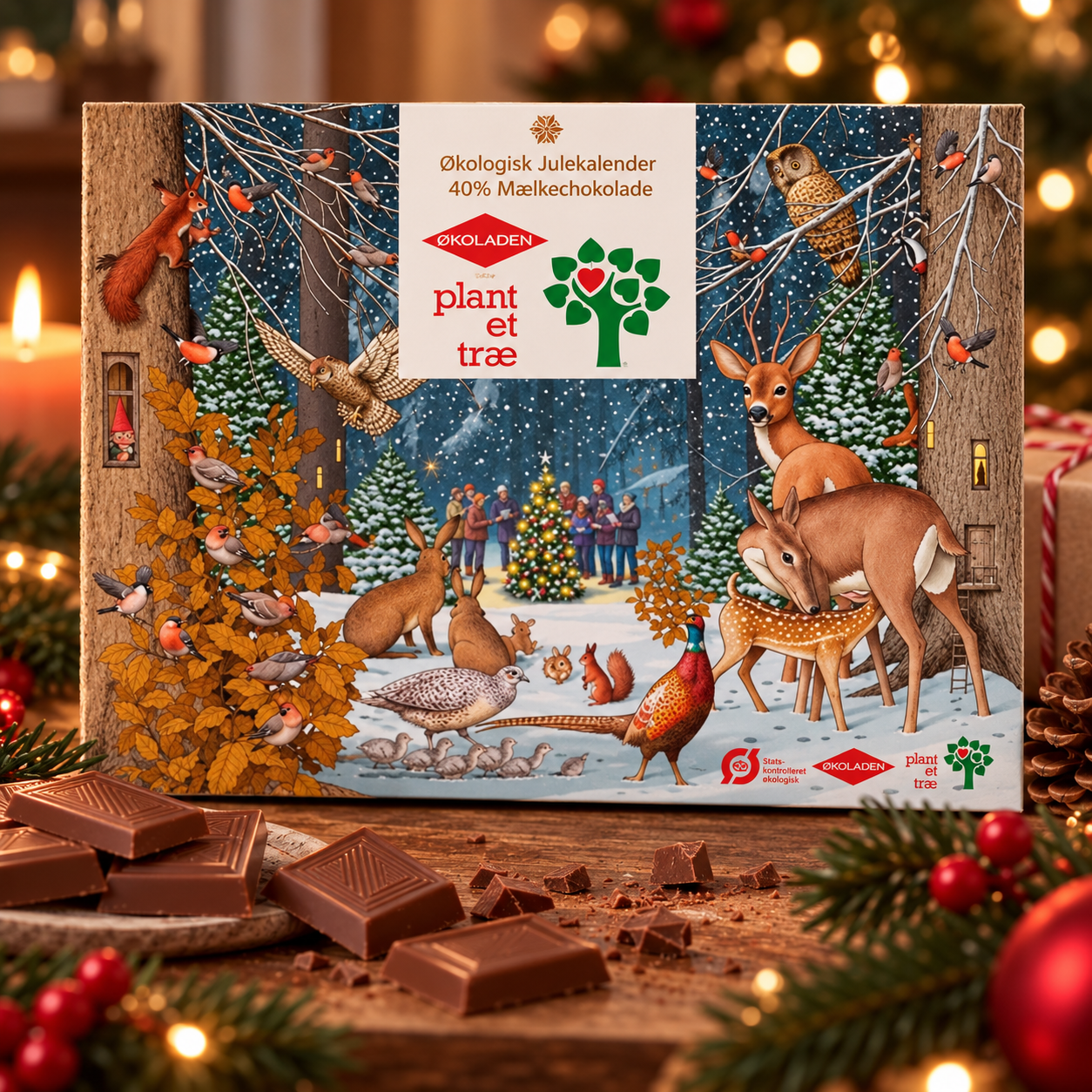 Mælkechokolade julekalender, glutenfri og økologisk
