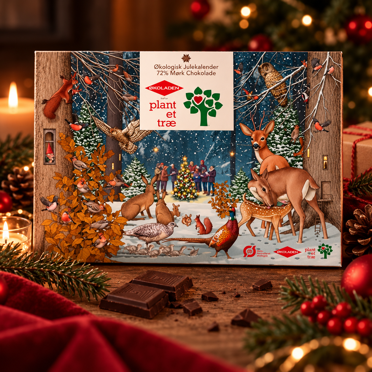 Mørk chokolade julekalender, glutenfri og økologisk
