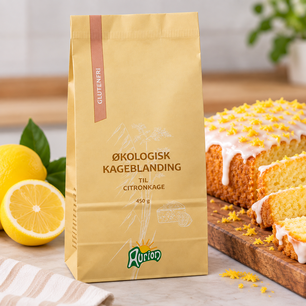 Citronkage melblanding - økologisk og glutenfri - Aurion