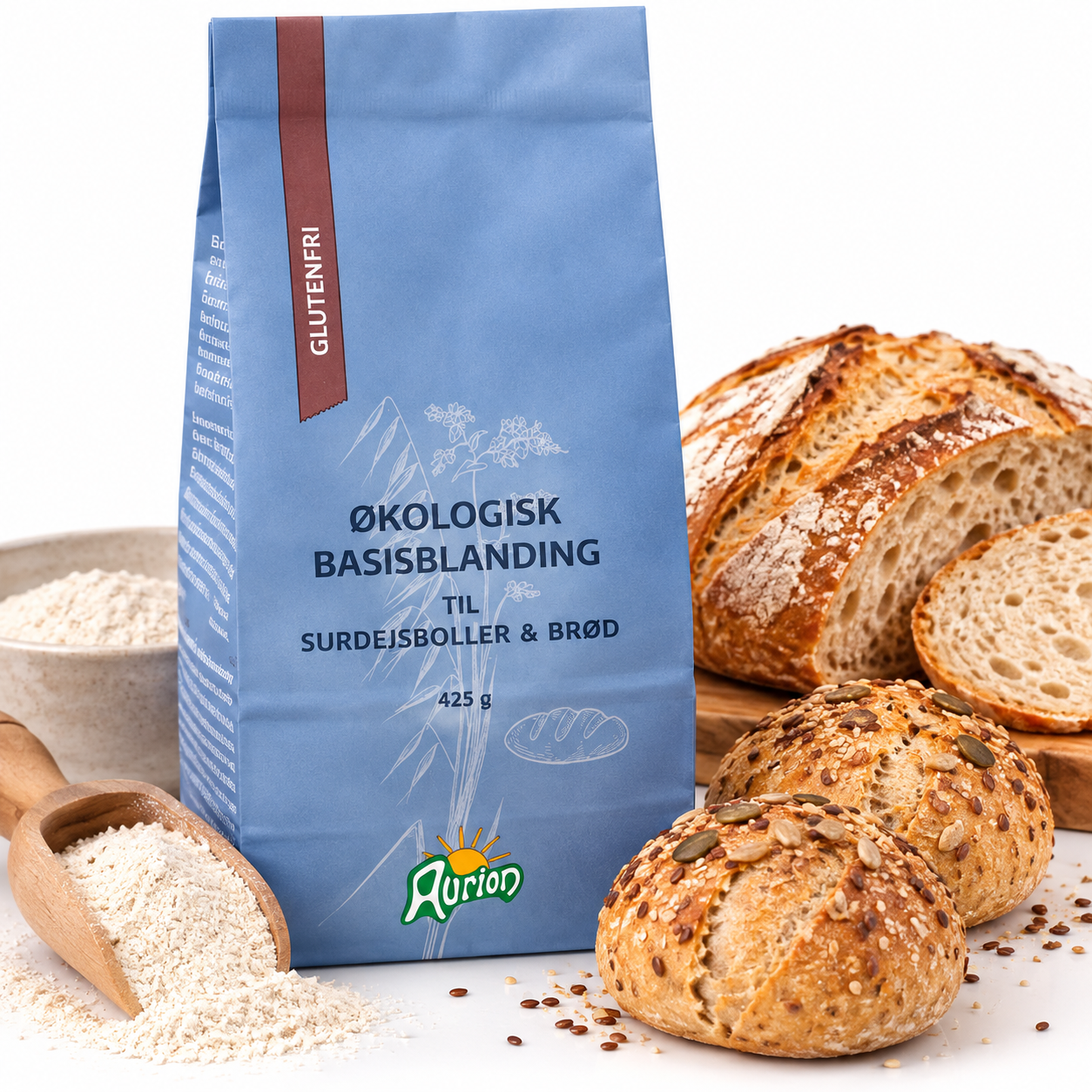 Aurion Basisblanding til surdejsboller & brød glutenfri Øko. - 425 gram