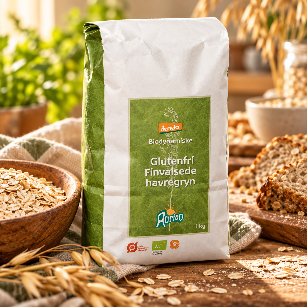 Finvalsede havregryn - biodynamisk og glutenfri - Aurion