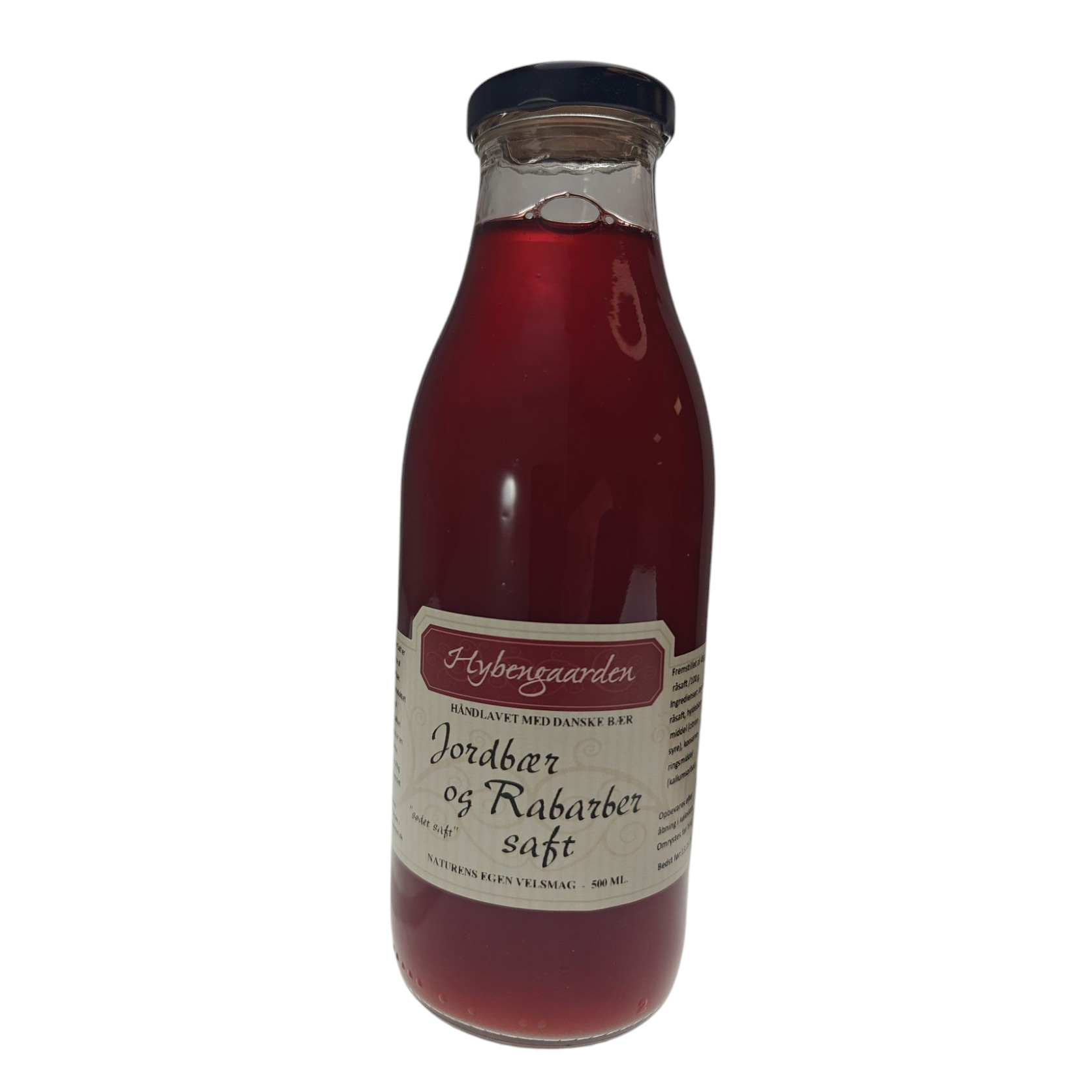 Jordbær-/rabarbersaft Hybengaarden 500 ml