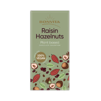 Glutenfri og vegansk chokolade med rosiner og hasselnød - økologisk