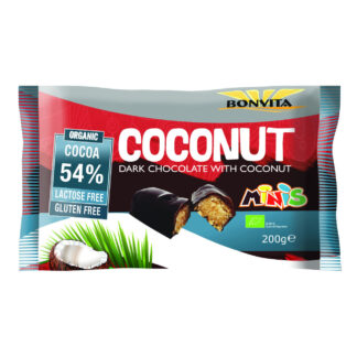 Mini kokosbar med mørk chokolade øko, vegan og glutenfri