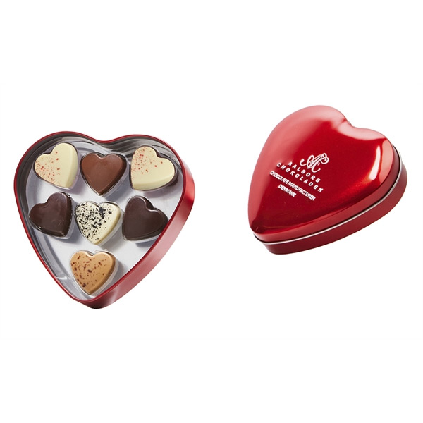 Aalborg Chokoladen hjertechokolader i flot hjerteæske Chokoladehjerter i hjerteæske