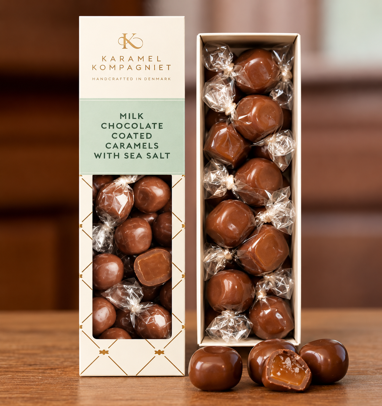 Saltkaramelkugler m/lys chokolade - Karamel Kompagniet